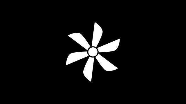 Fan Blade Rotation Animation on Black Background