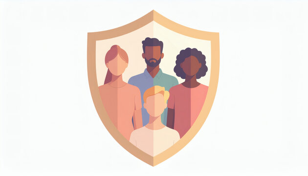 Shield protecting all people symbolizing equality and safety for everyone