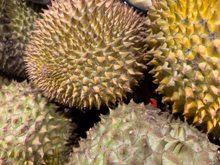 pile of durians, Selling Durian Fruit at the Table