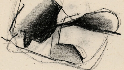 Abstract charcoal drawing of a face in profile