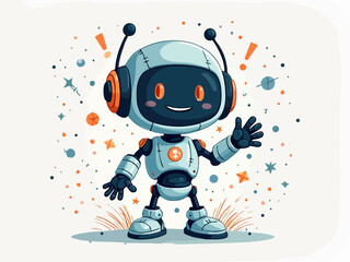 Cheerful Binary Chatbot Persona with Digital Confetti and Particles