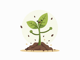 Happy Eco-Friendly Sprout Planting a New Tree Doodle
