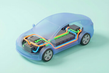 Transparent electric car with internal components