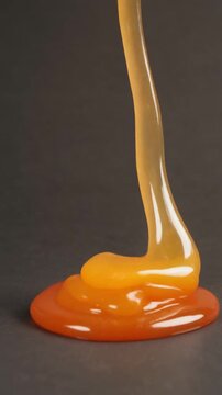 Vibrant orange object suspended in mid-air against dark background