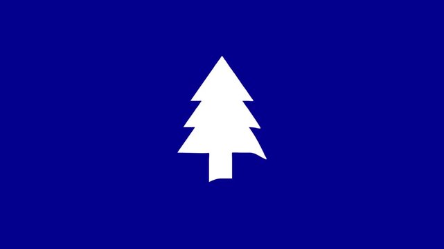 Blue flag with pine tree waving in motion