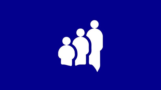 Three White Figures Arranged in Ascending Order on a Dark Blue Background