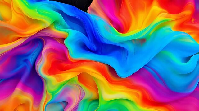 Vibrant colors swirling in abstract motion, capturing dynamic energy and fluidity in a digital artwork, viewed from a close-up perspective