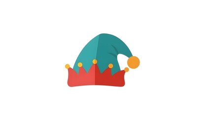 Vibrant Playful Flat Art Elf Hat App Icon in Green and Red for Storybook Apps