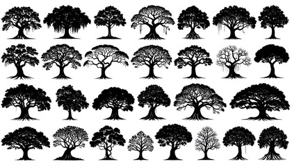Diverse Tree Silhouettes - A Collection of Arboreal Forms.