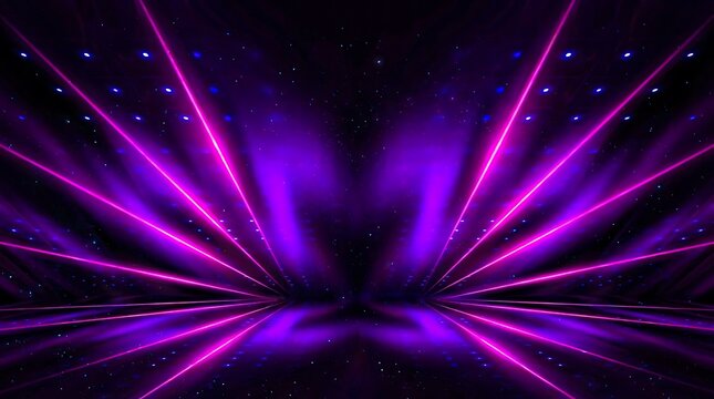 Abstract purple laser light rays futuristic stage background
