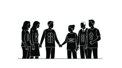 Diverse group of people holding hands, symbolizing unity and connection