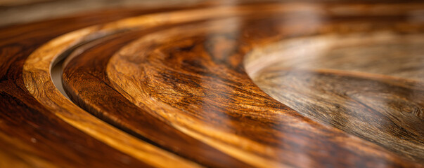 Abstract haze catching warm caustic reflections on curved wood surfaces 32k ultra HD
