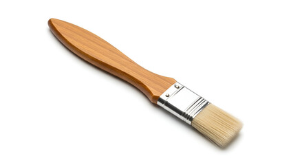High-Quality Flat Paint Brush with Natural Bristles and Ergonomic Wooden Handle - Isolated on White