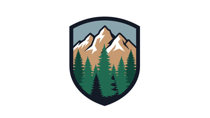 Fototapeta premium Mountain Forest Emblem Badge Nature Landscape Design.