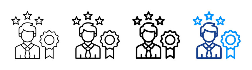 Professional Reputation Icon Different Style Outline Collection Set
