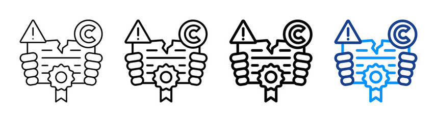 Copyright Infringement Icon Different Style Outline Collection Set