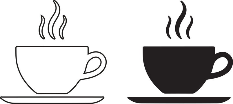 Coffee mug and tea cup vector icon . coffe cup icon vector thin outline style sign.