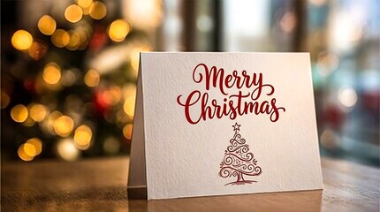 Merry christmas greeting card with festive lights
