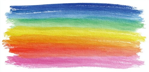 Watercolor rainbow brushstroke with blue, green, yellow, orange, red, and pink