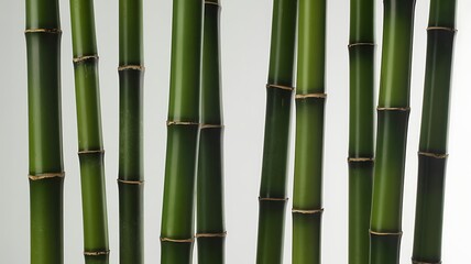 Fototapeta premium Minimalist photograph of thick bamboo stalks against a white background