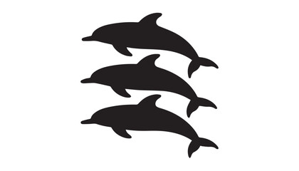 black color dolphin set of silhouette vector illustration, solid white background © silhouette