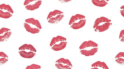 Stylish Seamless Lip Print Pattern on White Background Illustration