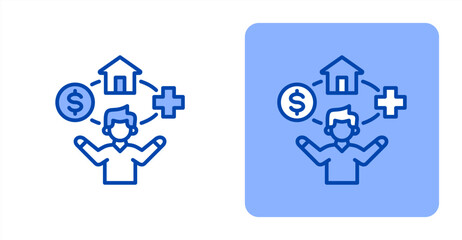 Employee Benefits Line Color  Two-tone color and contrasting background icon illustration