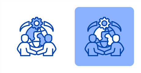 Naklejka premium Outsourcing Line Color Two-tone color and contrasting background icon illustration