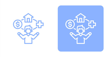Employee Benefits Line  Two-tone color and contrasting background icon illustration