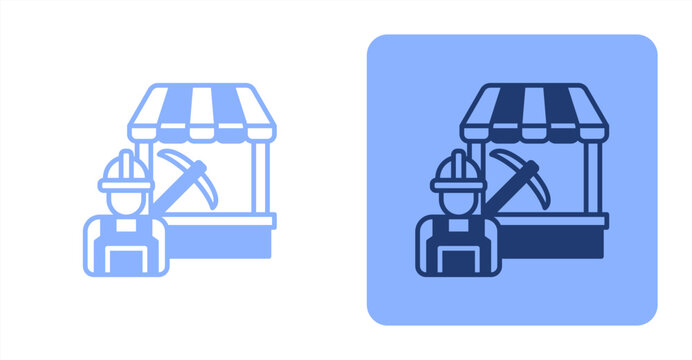 Labor Market Mixed  Two-tone color and contrasting background icon illustration