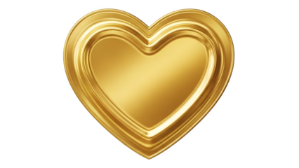 Golden heart symbol for valentine's day isolated on transparent background