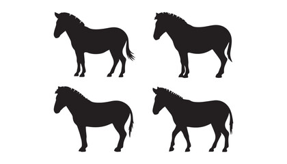 black color horse set of silhouette vector illustration, solid white background
