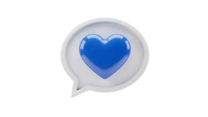 Valentine's day blue heart in speech bubble isolated on transparent background