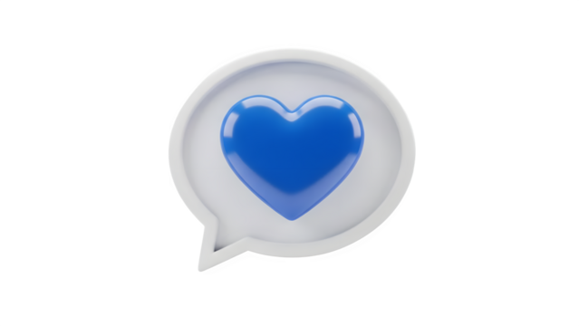 Valentine's day blue heart in speech bubble isolated on transparent background - Powered by Adobe