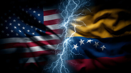 Political tensions between usa and venezuela a visual representation of conflict digital artwork dramatic lighting abstract view