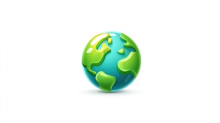 A vibrant, cartoonish globe, showcasing a stylized map of the world, sits against a stark white background.