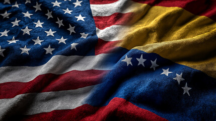 Cultural unity through flags united states venezuela fabric art close-up textures national identity