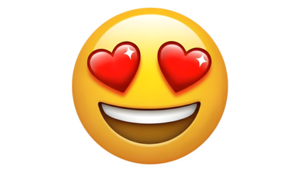 Valentine's day smiling face with heart eyes emoji isolated on transparent background