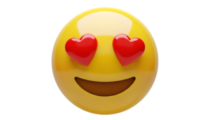 Valentine's day smiling face with heart eyes emoji isolated on transparent background