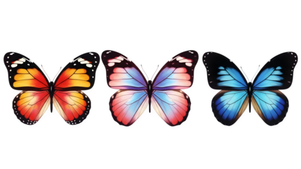 Valentine's day butterflies isolated on transparent background colorful wings