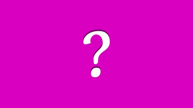 Minimalist falling white question mark motion graphics, animated icon for problem solving and uncertainty.