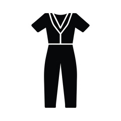 V Neck Jumpsuit With Short Sleeves Vector Illustration