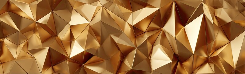 Golden faceted surface, sharp angles, highlights, geometric design