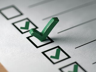 Checkbox grid with green checkmarks, focus on one