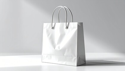 White gift bag, clean background, light and shadow