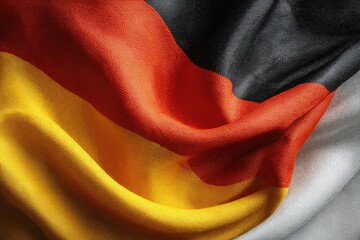 Wavy German flag with textured fabric in red, black, and gold