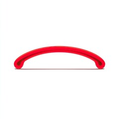 Curved, bright red object resembling a handle or arc casting a shadow