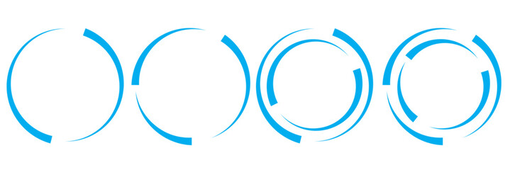 Futuristic swirl template with speed icon. Minimal circular interface elements showing loading and progress states, suitable for technology, app design, and digital user interface concepts.
