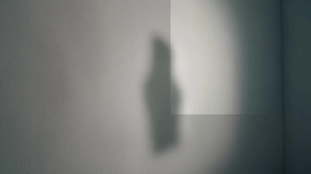 Mystery's Silhouette: A striking play of light and shadow, casting an enigmatic silhouette on a minimalist backdrop, evoking intrigue and contemplation.