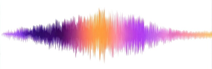 Vibrant gradient waveform on white purple, orange, fading pointillism
